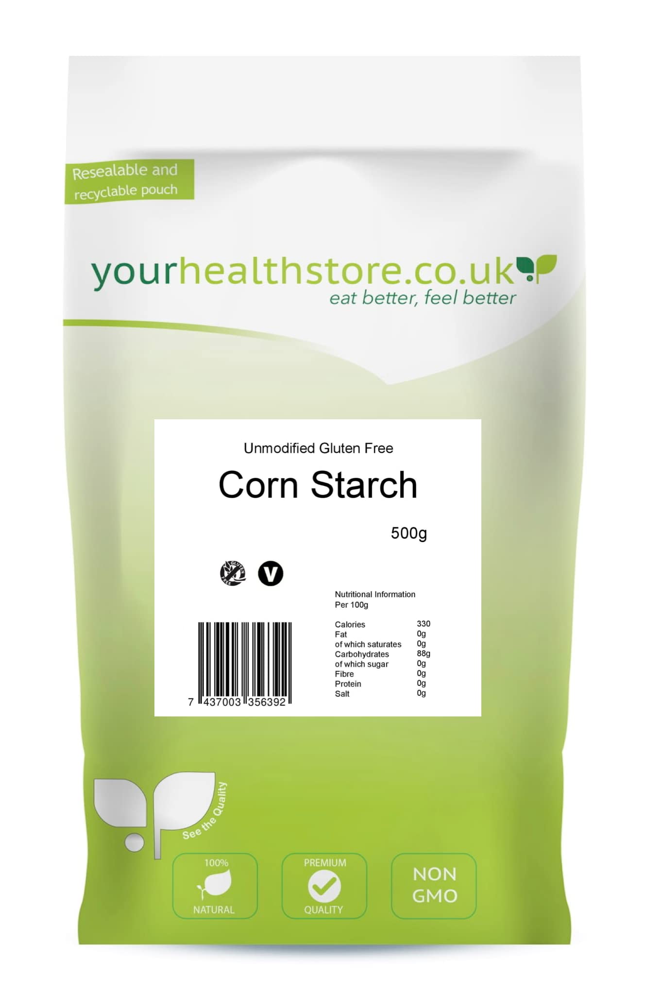 yourhealthstore Unmodified Corn Starch - Gluten Free, Non GMO, Vegan | 500g