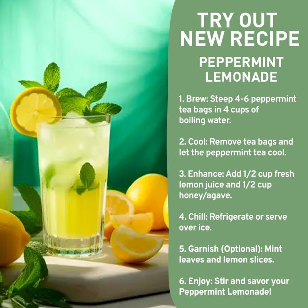 HANDPICK Peppermint Tea Bags (100 Count) Non-GMO, 100% Pure Herbal Tea - Minty & Refreshing