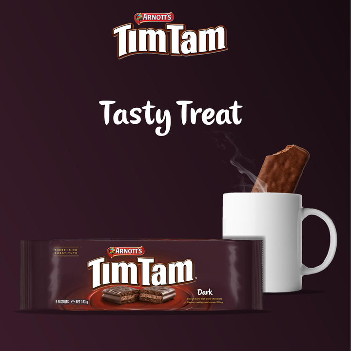 Tim Tam - Dark Chocolate Flavour Coated Biscuit Bars (163g)