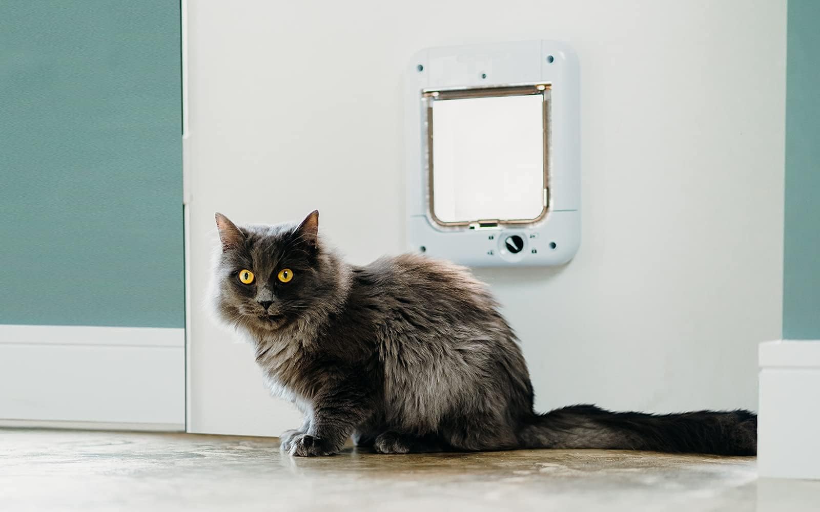Cat Mate Microchip Activated Cat Flap - White | Up to 30 Cats | 85mm Wall Liner
