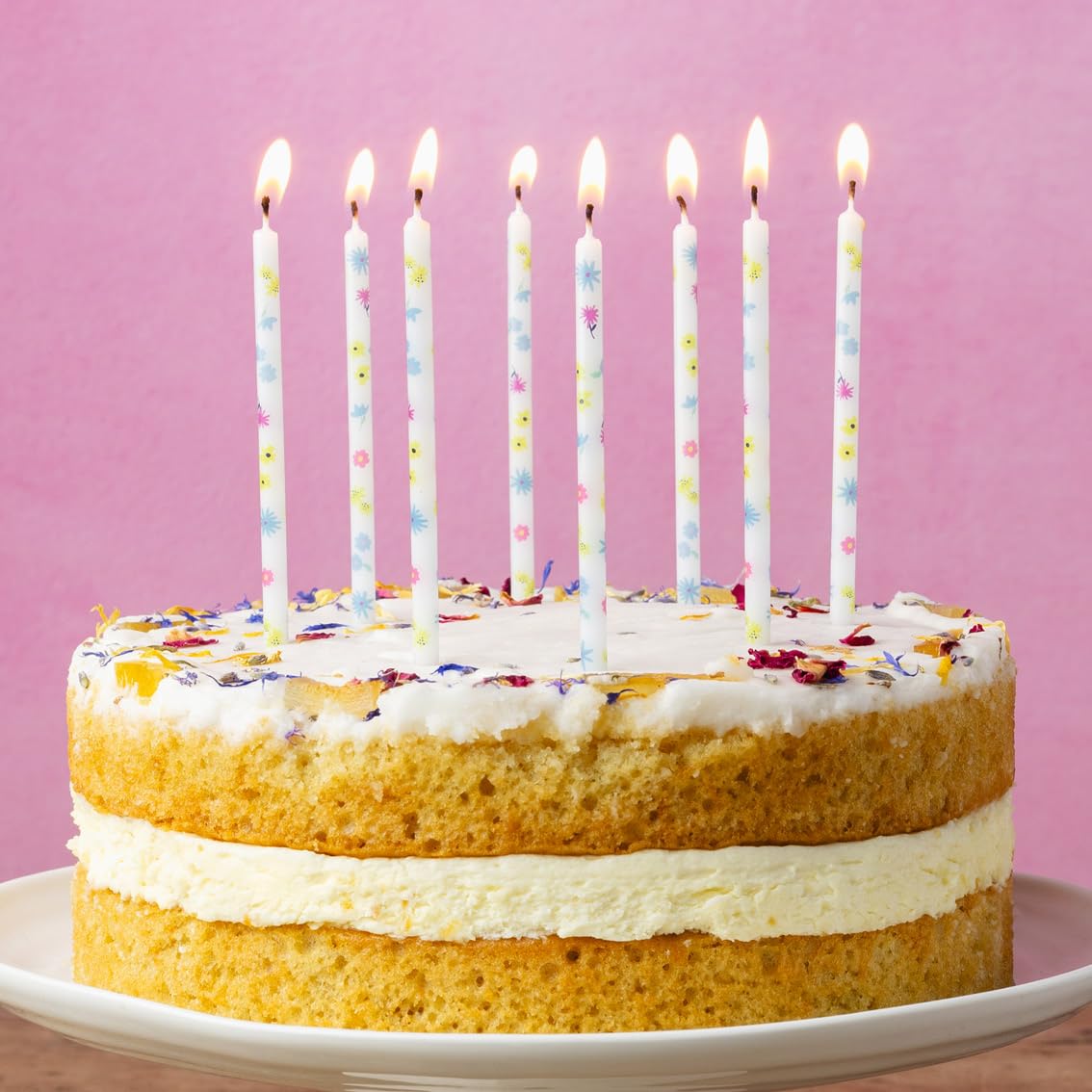 Floral Pretty Pastel Birthday Cake Candles - 16-Pack with Small Flowers by Talking Tables