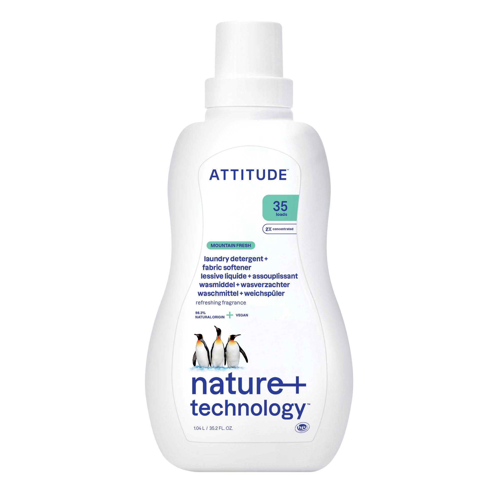ATTITUDE 2-in-1 Laundry Detergent & Fabric Softener, Plant- & Mineral-Based, 1.05 l 1