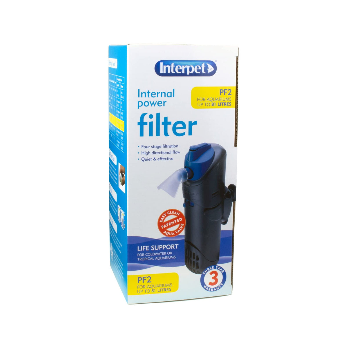 Interpet PF2 Internal Aquarium Fish Tank Power Filter - Up to 81 L