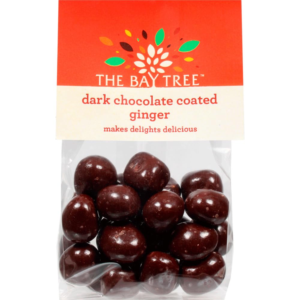 The Bay Tree Dark Chocolate Ginger - 160g Bag | Handmade in UK | Zesty Crystallised Ginger