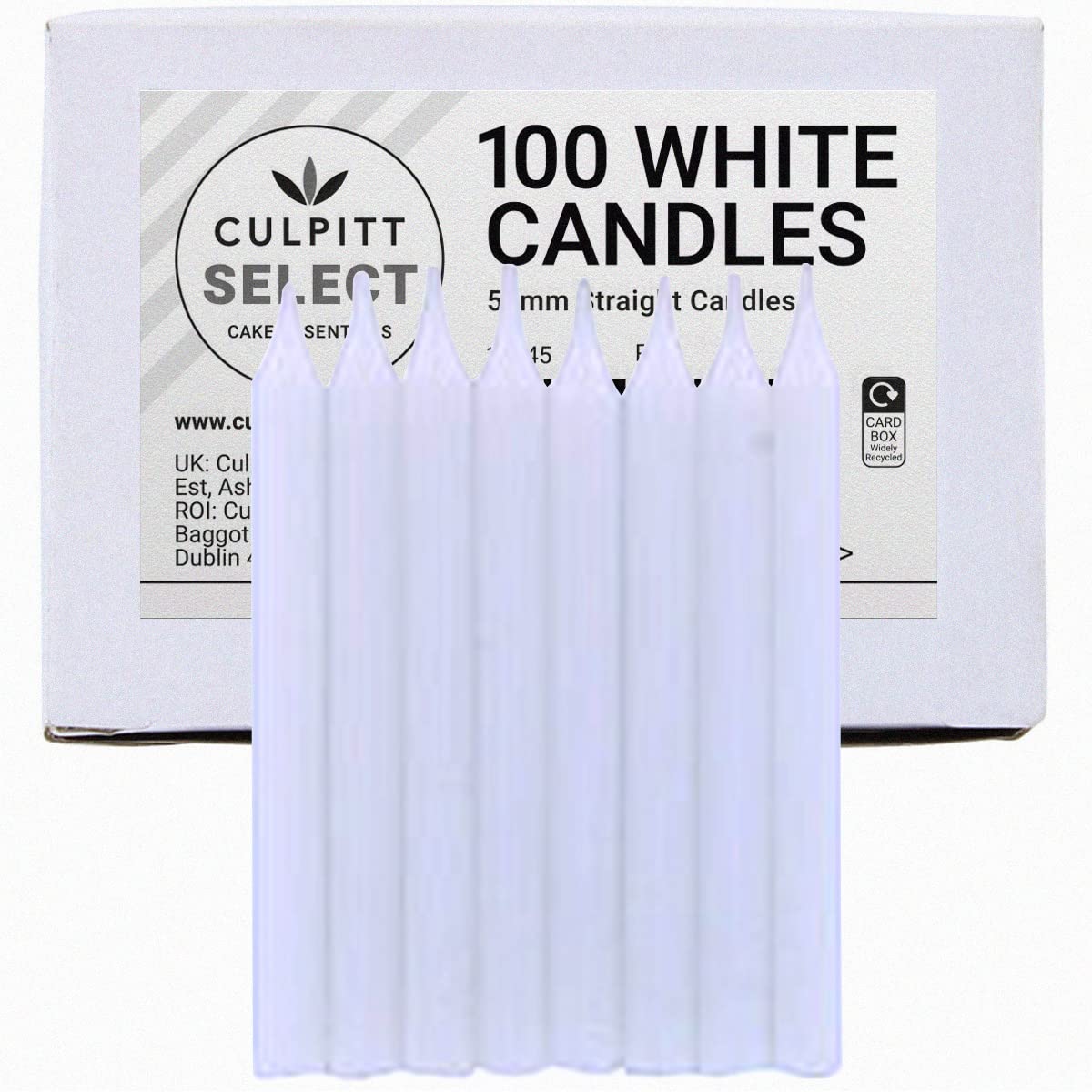 Culpitt Select White Birthday Candles - Pack of 100 | 51mm Plain Wax | Unscented