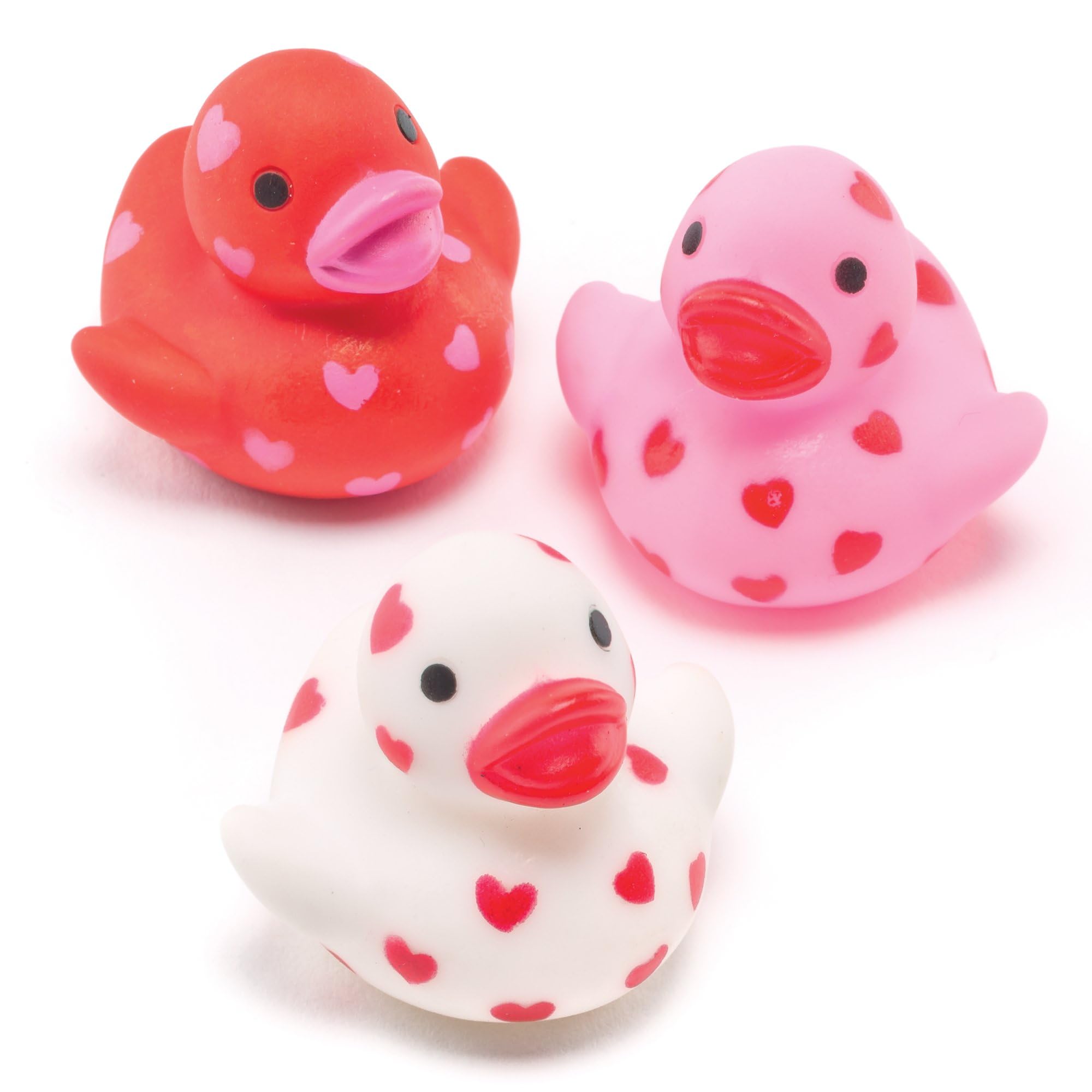 Baker Ross Mini Heart Floating Rubber Ducks (Pack of 6) - Assorted Colors | Bath Toy & Party Favor 1