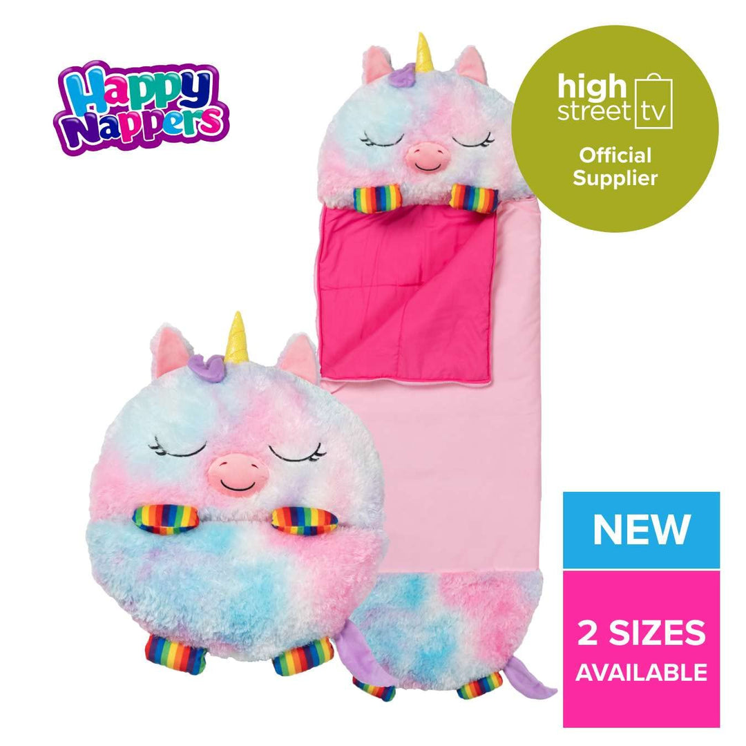 Happy Nappers Kids Sleeping Bag Rainbow Unicorn Medium - Plush Toy, Comfy S