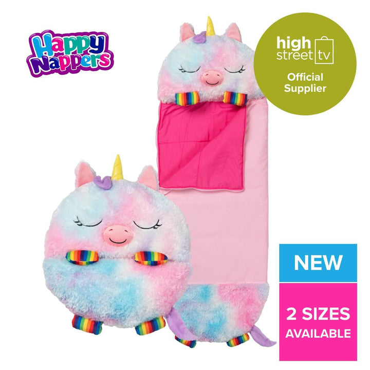 Happy Nappers Kids Sleeping Bag Rainbow Unicorn Medium - Plush Toy, Comfy S
