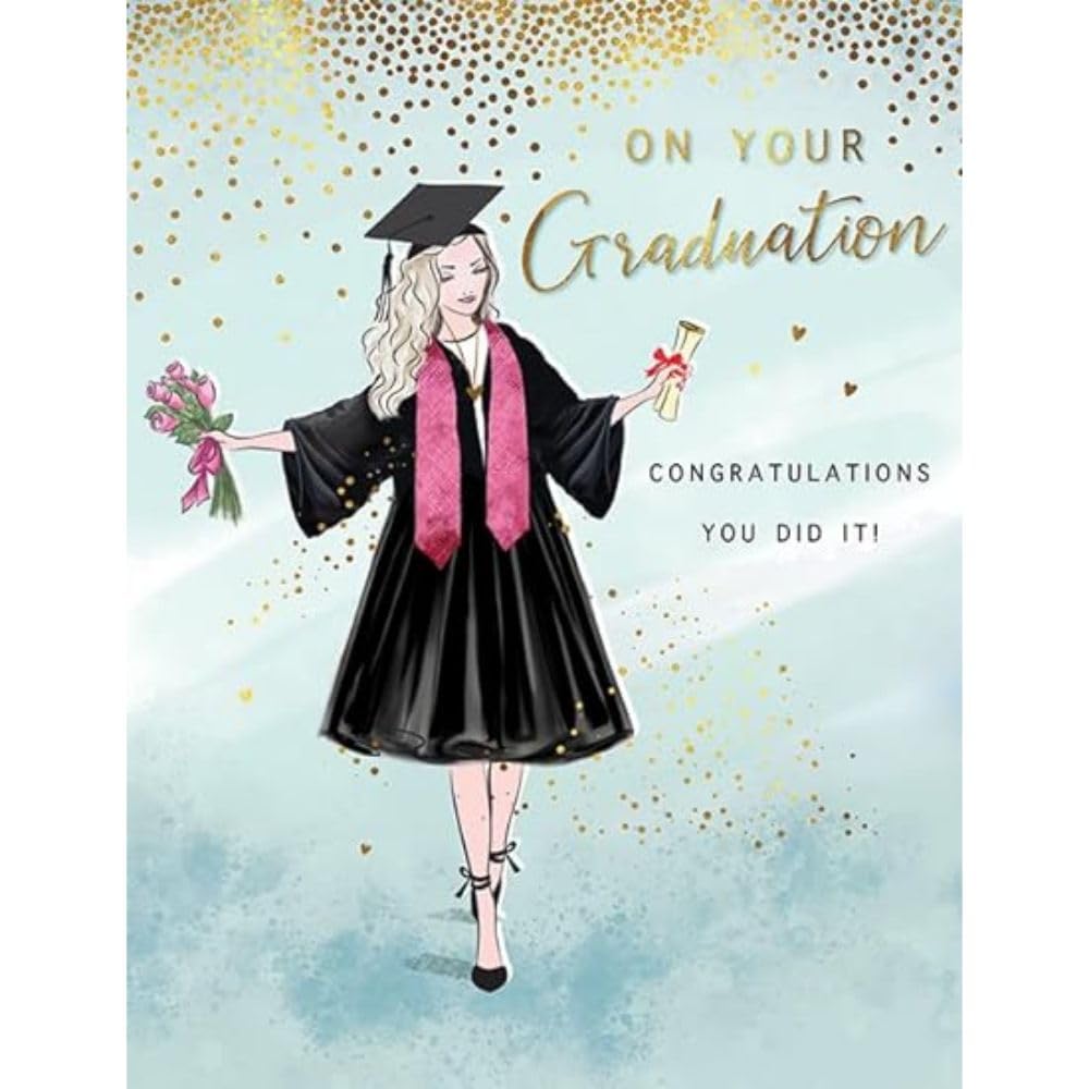 Piccadilly Greetings Graduation Card for Women | 8 x 6 Inch | Congratulations Theme 1