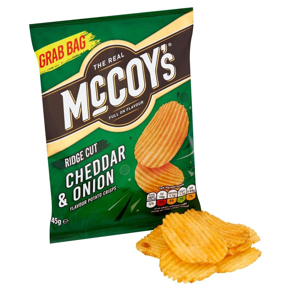 McCoys CHEDDAR & ONION Grab Bag Crisps 45g (Multipack of 36)