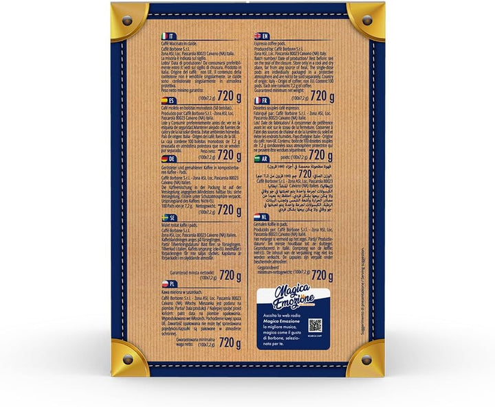 Caffè Borbone Blue Blend Compostable Coffee Pods - 100 Pack, ESE 44mm Compatible