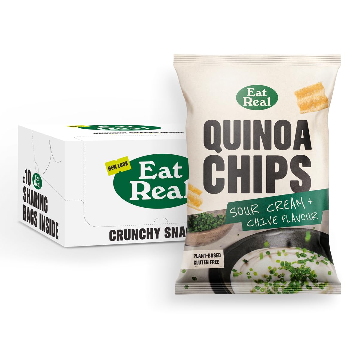Eat Real Quinoa Chips Sour Cream & Chive 10 x 90g Gluten-Free Crisps