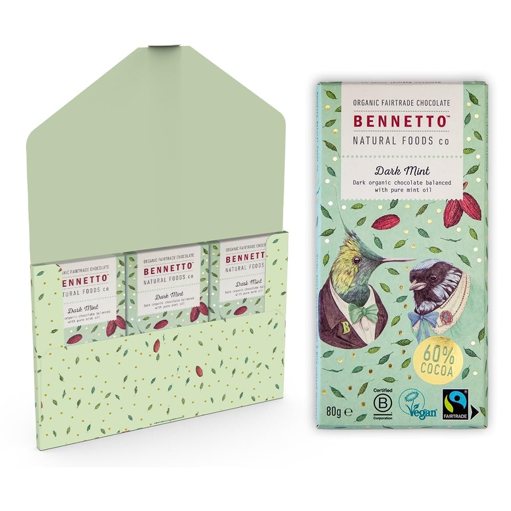 Bennetto Dark Mint Organic Dark Chocolate with 60% Cocoa & Pure Mint Oil - 270g 1