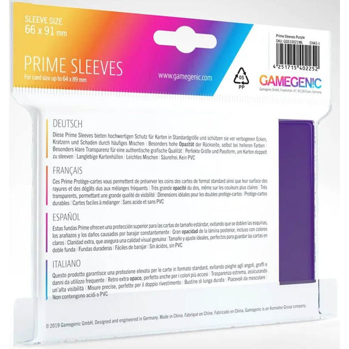 Gamegenic Prime Sleeves (100-Pack) - Purple for Trading Card Protection