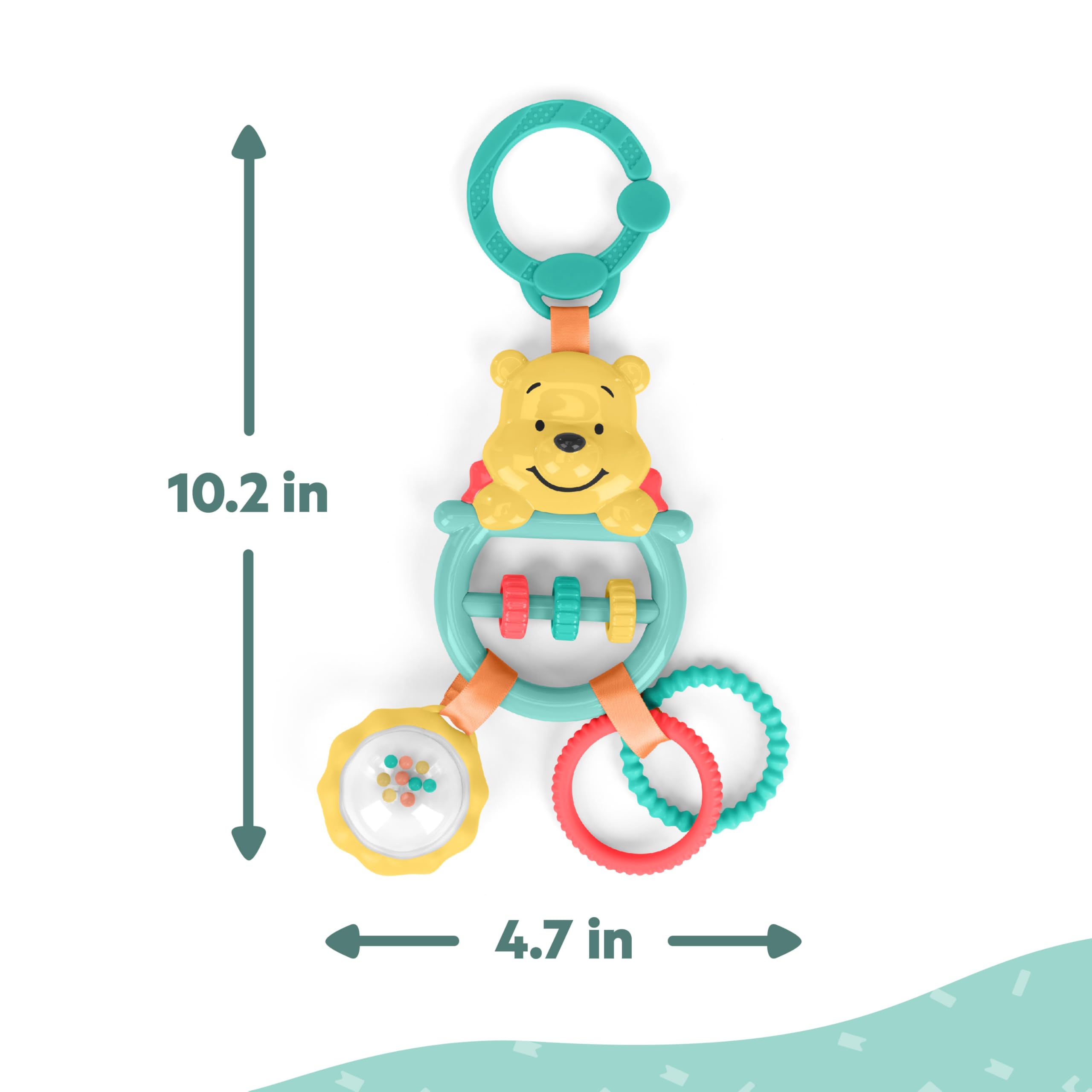Bright Starts Disney Baby Winnie The Pooh Busy Bear Activity Toy | Multisensory Rattle & Beads | Newborns+ 9