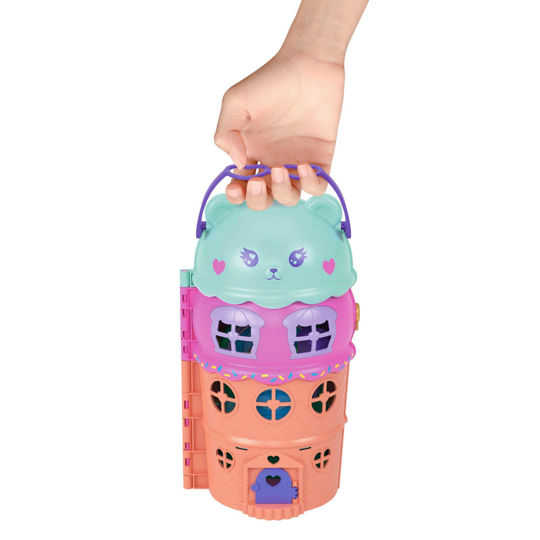Polly Pocket Micro Dolls & Large Gelato House Playset - Ice Cream Bear Theme, 4-8 Years