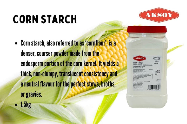 Aksoy - Corn Starch 1.5KG | Pure, Finely Ground, Gluten-Free Thickening Agent for Cooking & Baking