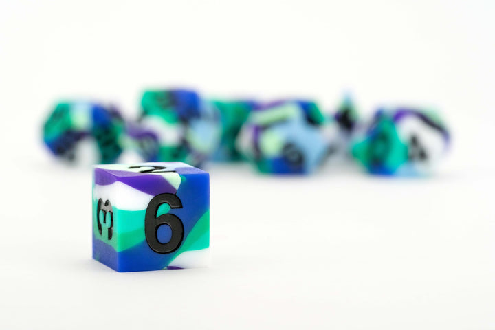 Metallic Dice Games FanRoll 16mm Pride Sharp Edge Silicone Rubber Polyhedral Dice Set