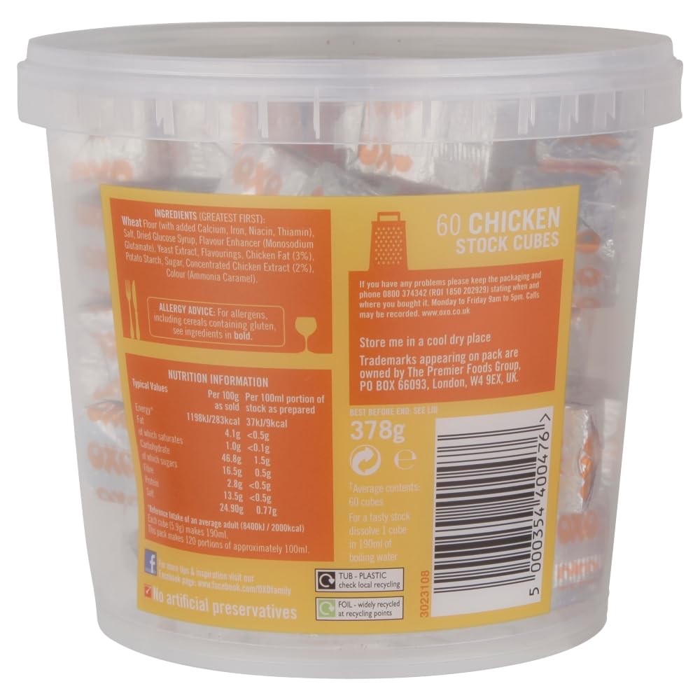 OXO Chicken Stock Cubes - 60 Count Family Size Pack | Savoury & Tasty | No Artificial Preservatives 6