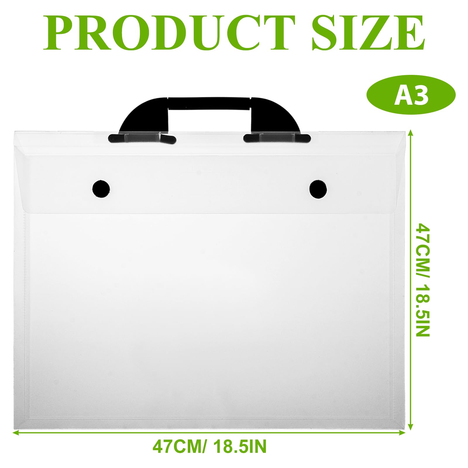 ASelected Art Portfolio Folder - A3 Size Crystal Clear Carry Case with Handle | PP Material 2
