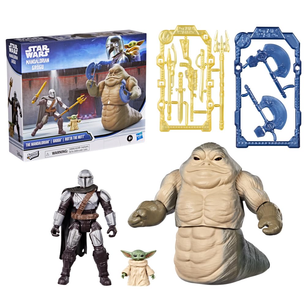 Star Wars ActionVerse The Mandalorian and Grogu Team Up Pack with Rotta the Hutt | 4.5-Inch Figures 3