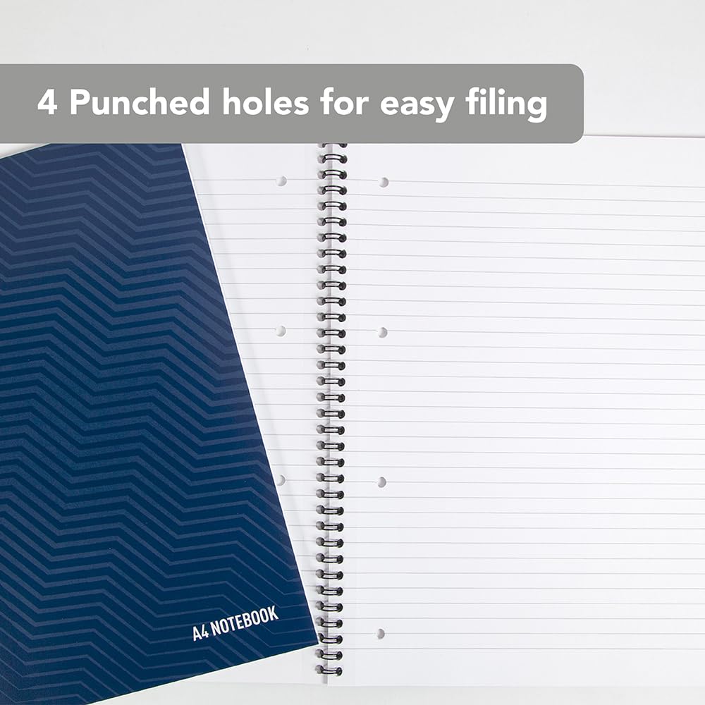 SUMMIT A4 Wirebound Notebook - 8mm Lined, 100 Pages, 4-Hole Punched | 5 Pack