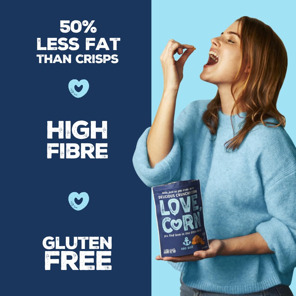 LOVE CORN Sea Salt Crunchy Corn Snack 45g x 10 Bags – Vegan Gluten Free Healthy Snack 5