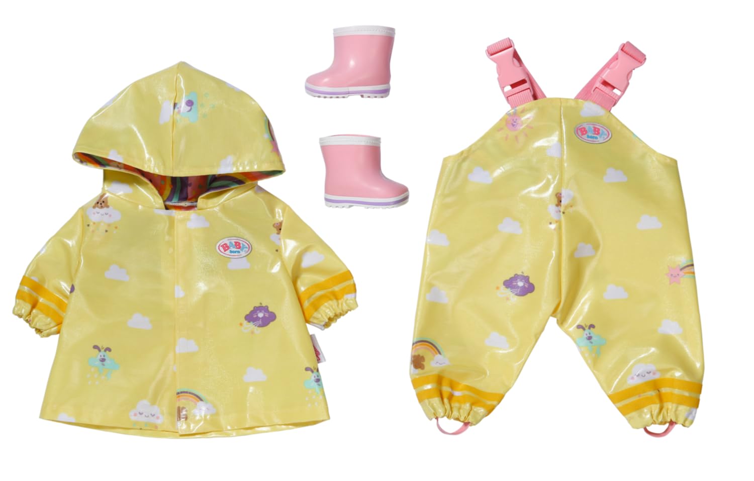 BABY born Deluxe Rain Outfit 836460 - Rain Set with Raincoat, Trousers & Wellington Boots for Dolls up to 43cm 1