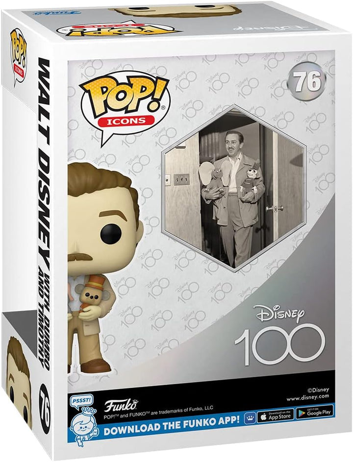 Funko Pop! Icons Disney's 100th Anniversary - Walt with Dumbo & Timothy Vinyl Figure