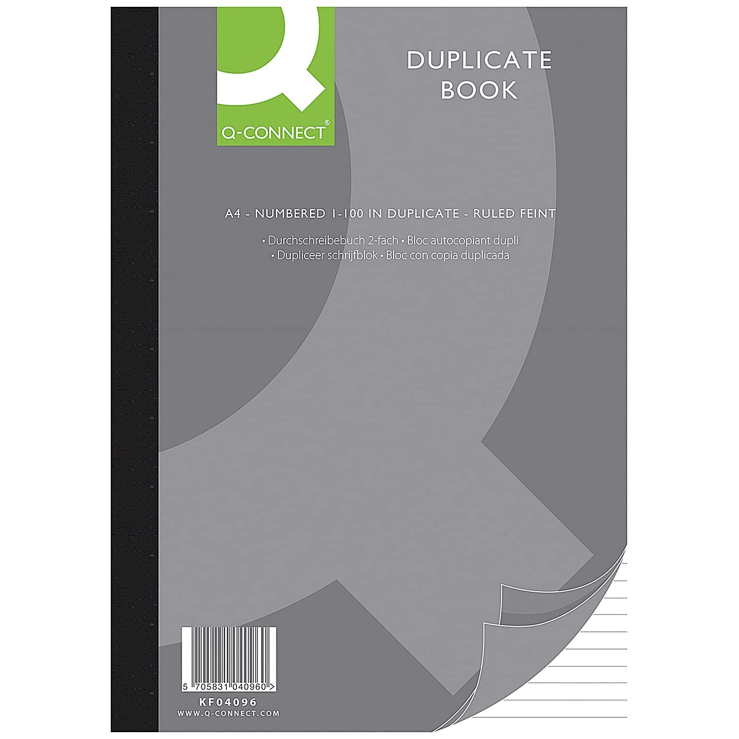 Q-Connect A4 Ruled Feint Duplicate Book | 100 Numbered Sets | 210 x 297 mm