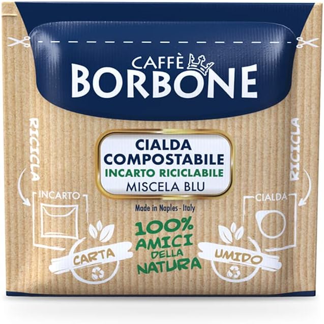 Caffè Borbone Blue Blend Compostable Coffee Pods - 100 Pack, ESE 44mm Compatible
