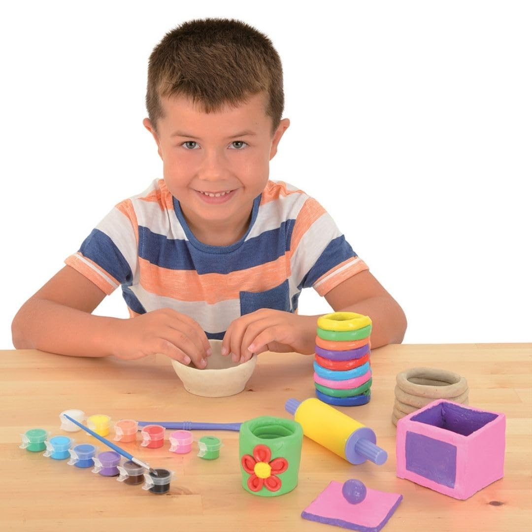 Galt First Pottery - Air Dry Clay Painting & Pottery Set for Ages 6+ | Includes 1.2kg Clay & Ceramic Paints 5