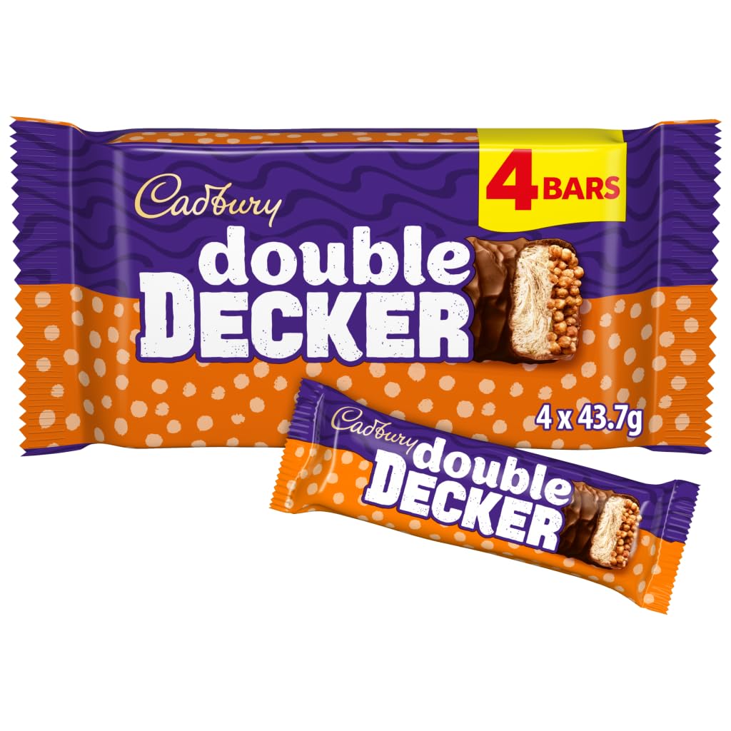 Cadbury Double Decker Chocolate Bar Multipack - 4 x 43.7g Bars (174.8g Total)