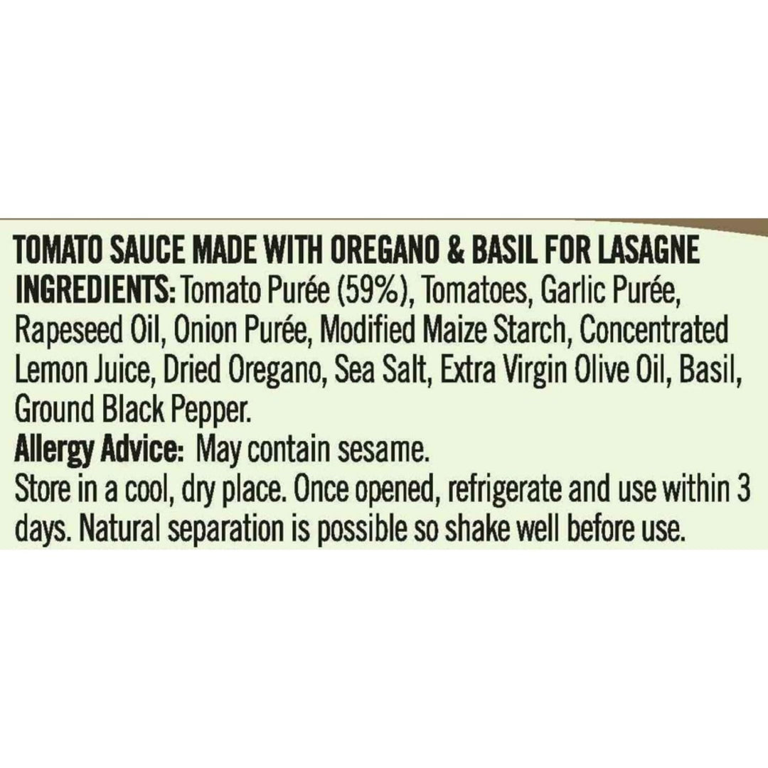 Loyd Grossman No Added Sugar Italian Red Lasagne Sauce – Tomato & Herb Infusion, 450g Jar