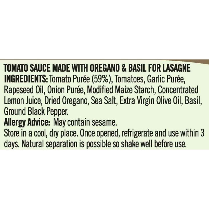 Loyd Grossman No Added Sugar Italian Red Lasagne Sauce – Tomato & Herb Infusion, 450g Jar