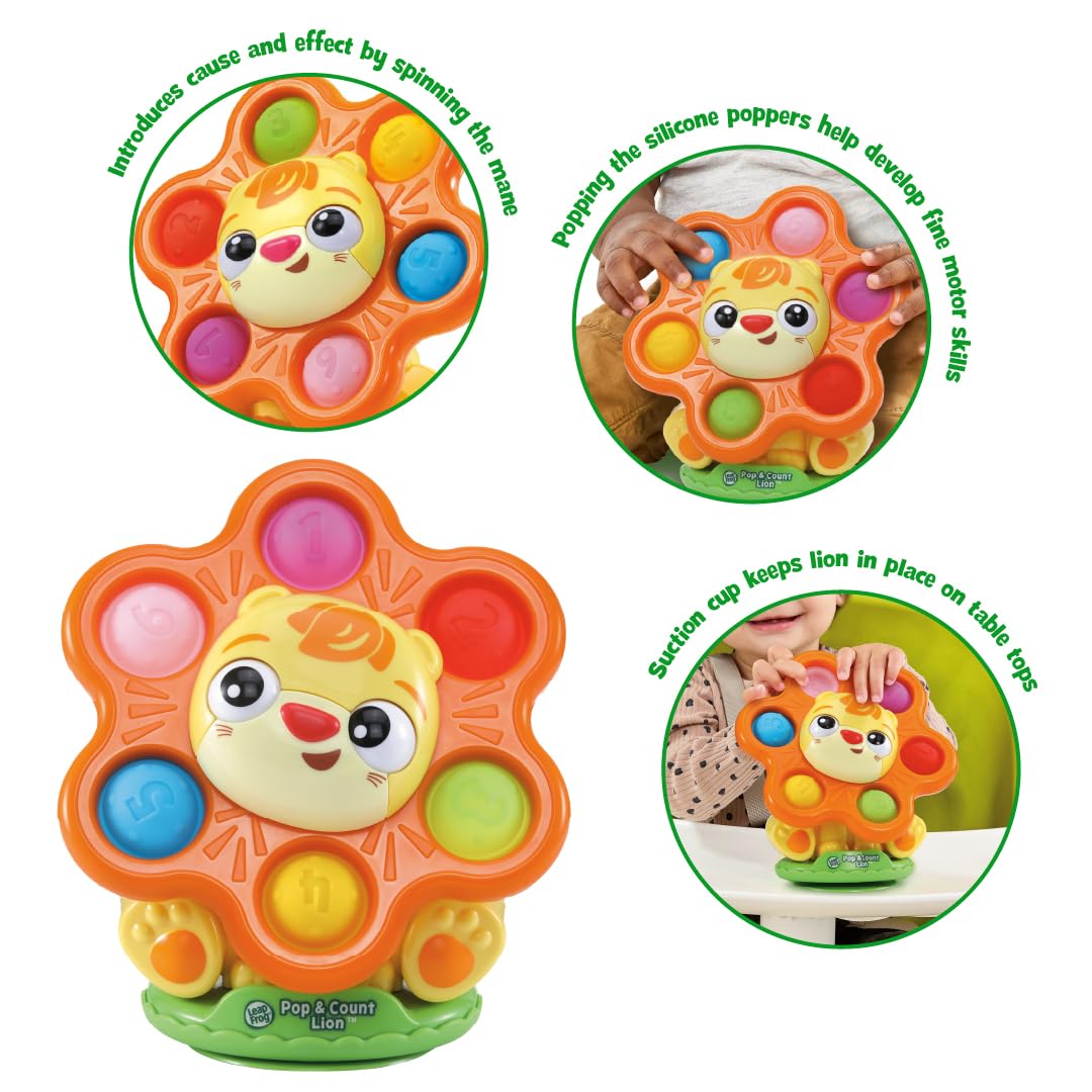 LeapFrog Pop & Count Lion - Sensory Suction Cup Toy with Squishy Buttons for Toddlers 6-24 Months 8