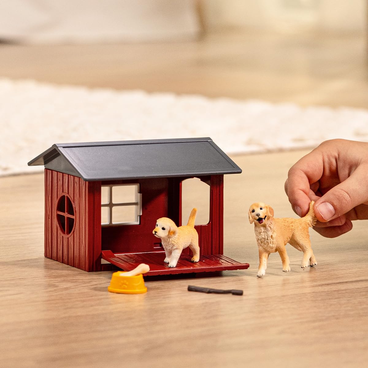 Schleich Farm World Dog Kennel Play Set - 9-Piece Golden Retriever Figurine Set for Kids 36 Months & Up 5