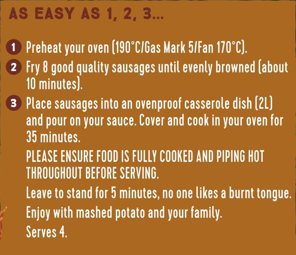 Homepride Sausage Casserole Oven Bake Cooking Sauce - Low in Saturated Fat, Vegetarian, 485g 6