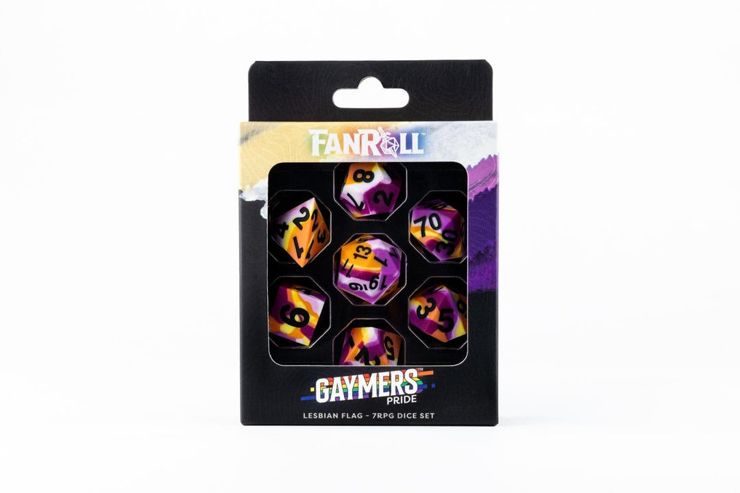 Metallic Dice Games FanRoll 16mm Pride Sharp Edge Silicone Rubber Polyhedral Dice Set