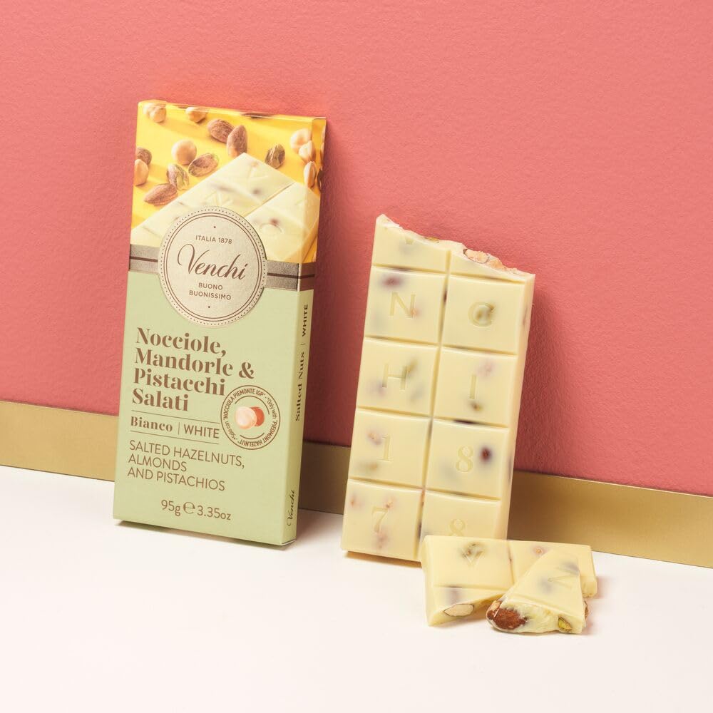 Venchi Salted White Chocolate with Hazelnuts Bar - 95g 5