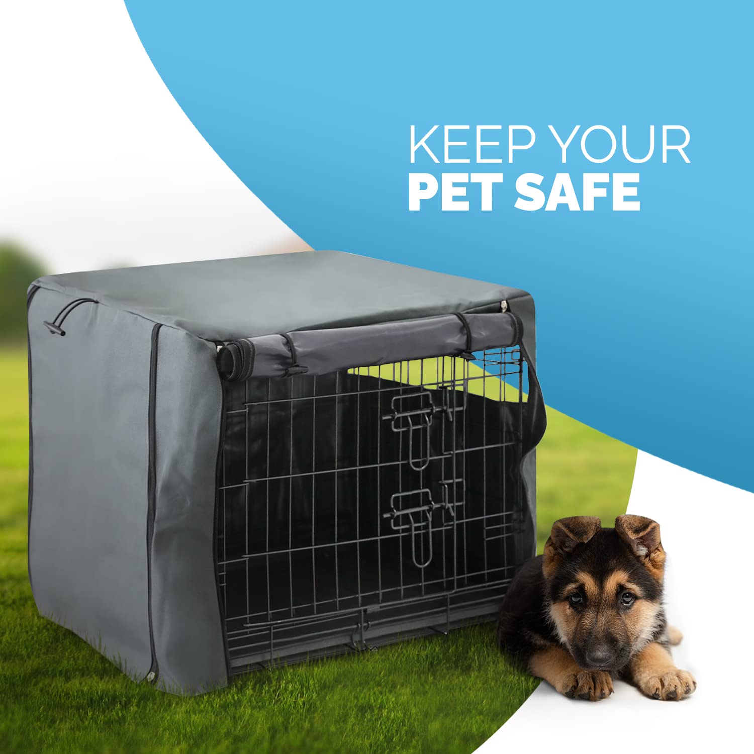FurDreams Premium Crate Cover - Durable Polyester with PVC Coating | Grey | 48 Inch 6