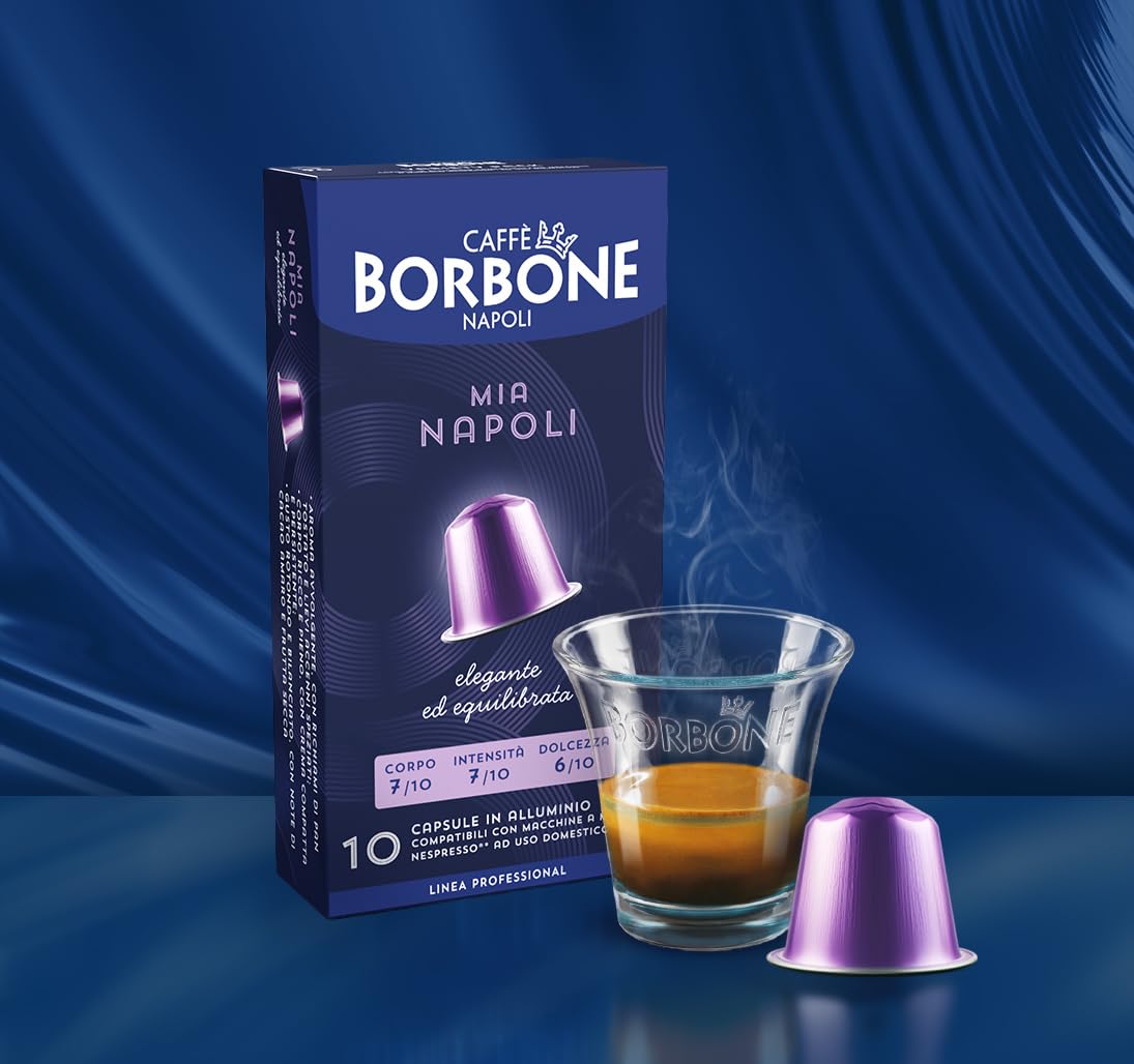CAFFÈ BORBONE Mia Napoli Blend Coffee Capsules - 100 Aluminium Pods | Intensity 8 | Made in Italy