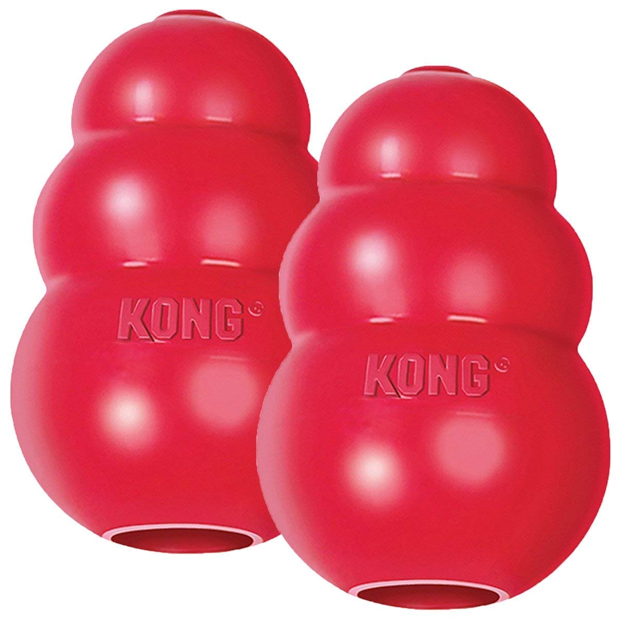 HDP KONG Classic Chew Toy - Natural Rubber, Large Size, 2 Pack | Ideal for Treats