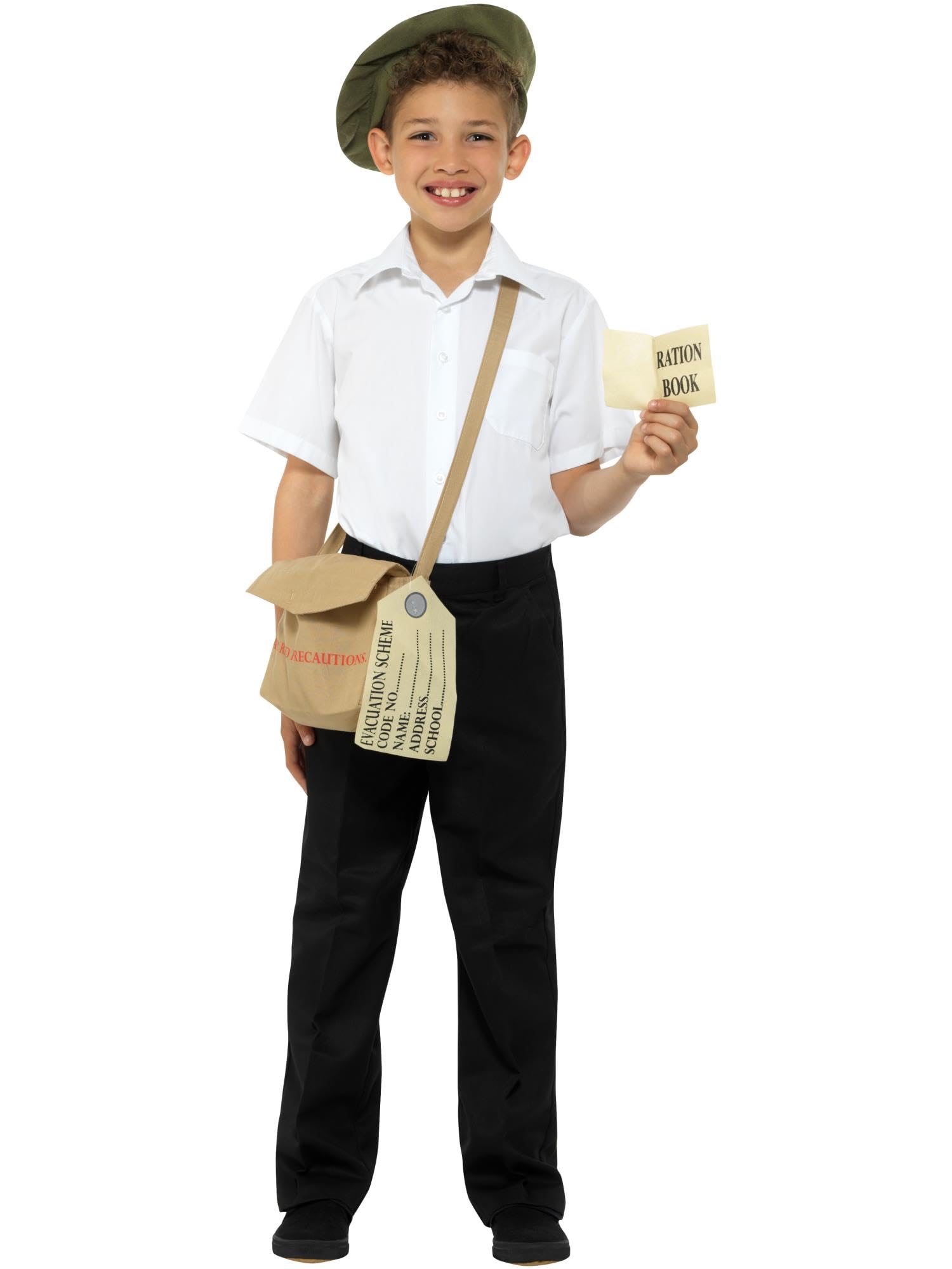 Smiffys Evacuee Instant Kit - Brown with Hat, Bag & Ration Book 6