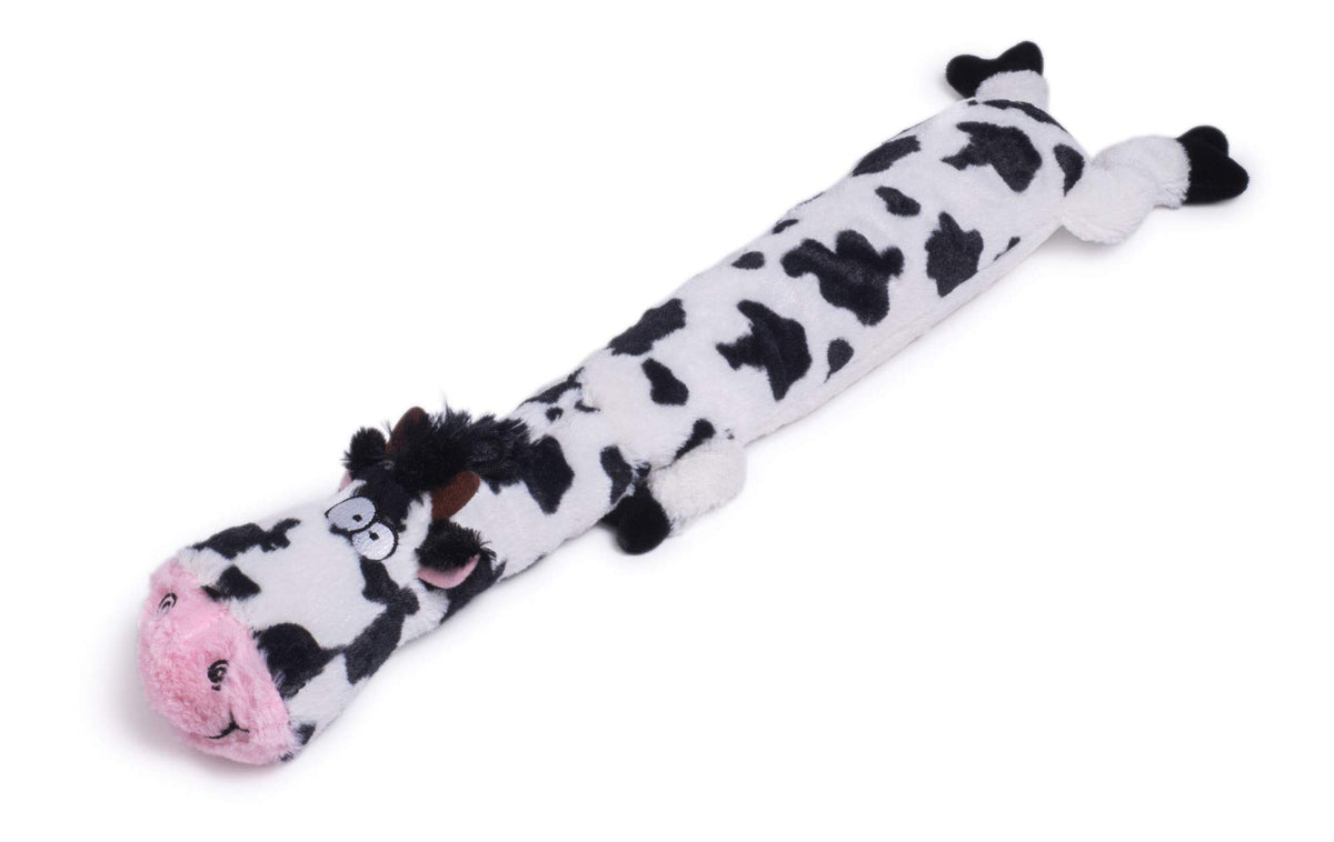 Petface Farmyard Buddies Lazy Moo Dog Toy - Plush Squeaky Toy