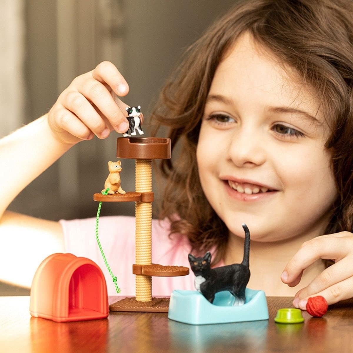 SCHLEICH Playtime for Cute Cats Farm World Playset - Imaginative Play for Kids 3+