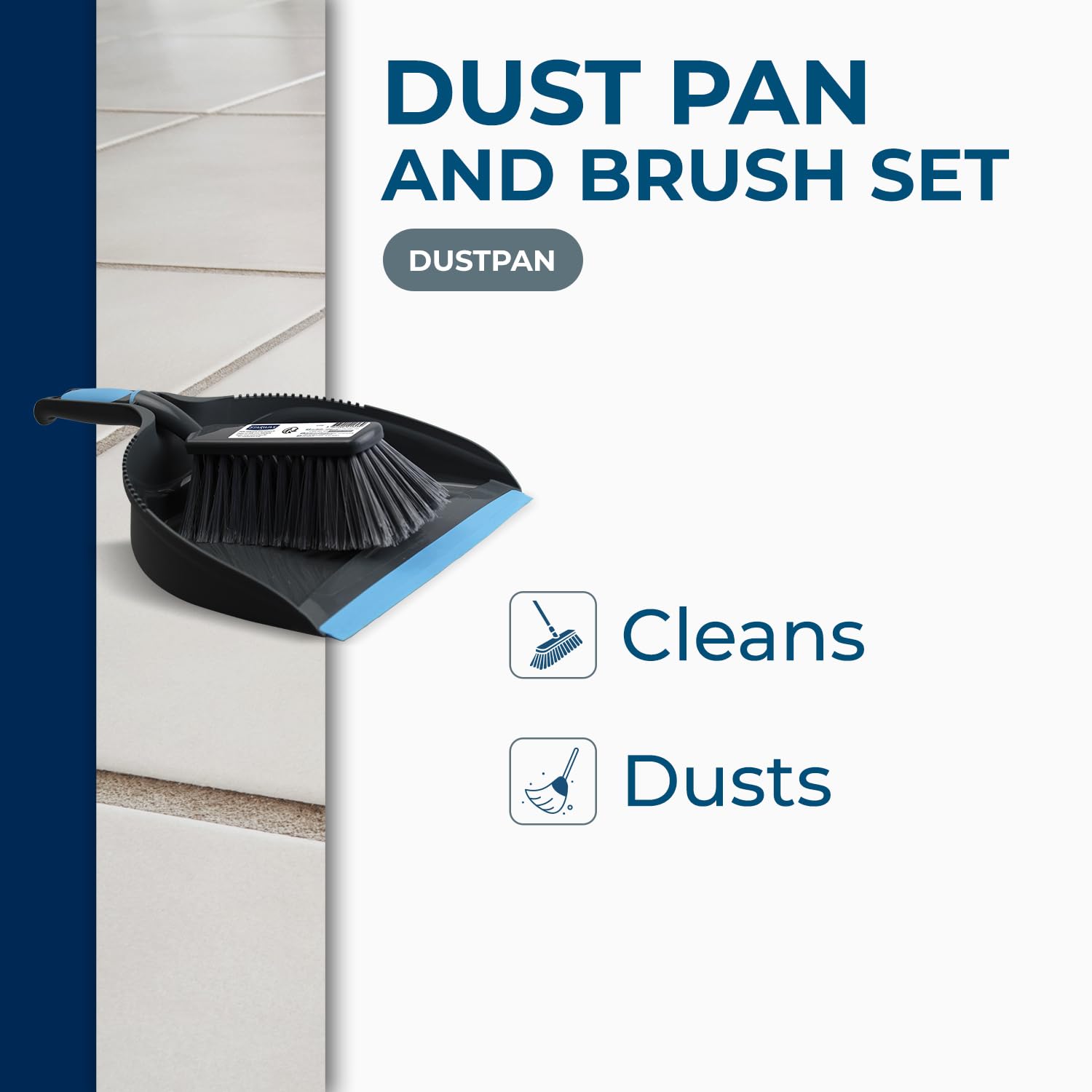 STARWAX Dustpan and Brush Set - Serrated Edges for Small Cleanup Jobs | 33cm Length
