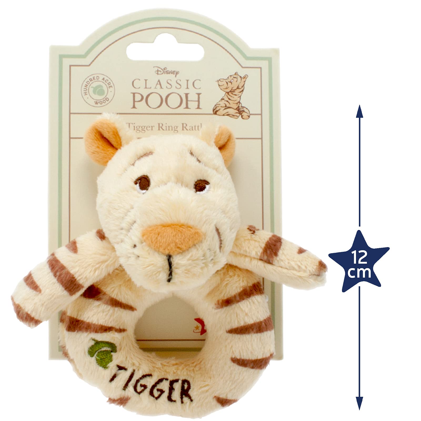 Rainbow Designs Tigger Ring Rattle - Soft Plush, Newborn Safe, Sensory Development | Orange 3