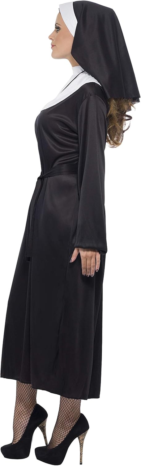 Smiffys Women's Nun Costume - Dress, Belt & Headdress, Size 12-14