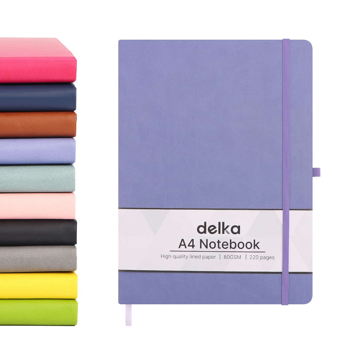 delka A4 Notebook - 220 Pages | Vegan Leather Hard Cover | Purple | 70gsm Ruled Pages 1